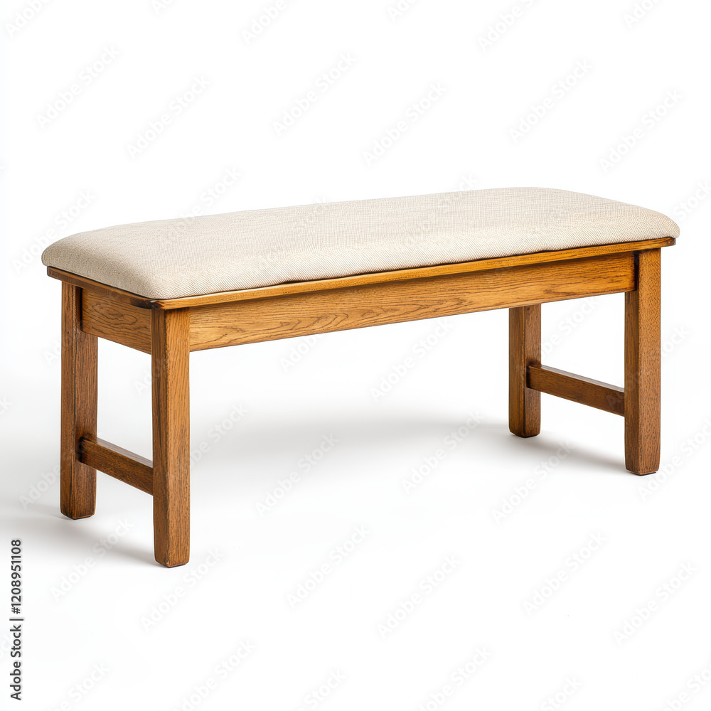 Elegant wooden bench with upholstered seat, minimalist design furniture for modern interiors, elegant decor piece Elegant wooden bench with upholstered seat, minimalist design furniture for modern interiors, elegant decor piece
