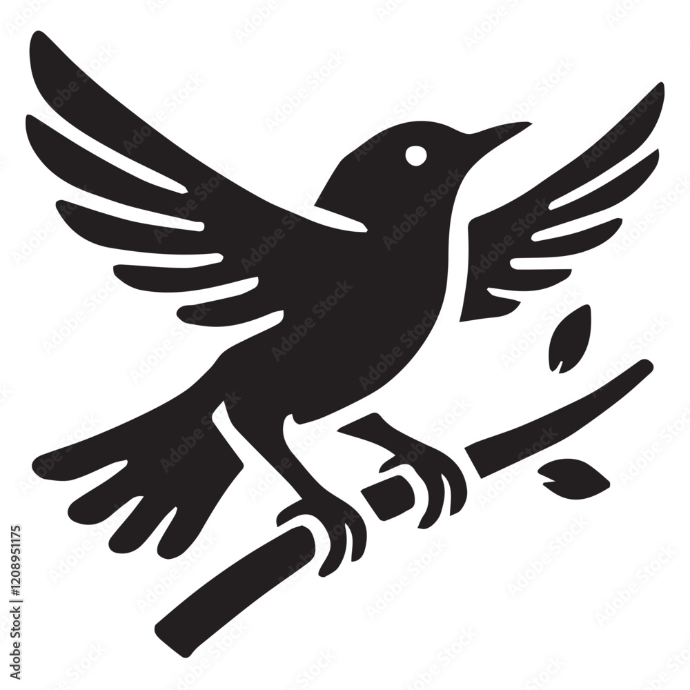 Obraz premium Silhouette of a bird on white background