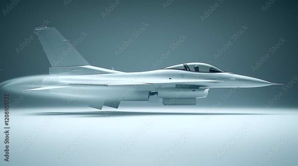A high-speed jet in motion, captured with a blur effect to show its rapid speed, flying across a seamless white backdrop, emphasizing its aerodynamic shape A high-speed jet in motion, captured with a blur effect to show its rapid speed, flying across a seamless white backdrop, emphasizing its aerodynamic shape