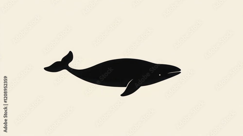 Fototapeta premium Elegant Minimalist Illustration of a Majestic Whale in Silhouette for Nature and Marine Life Themes on Stock Photo Platforms
