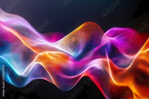 Abstract Colorful Waveform Digital Art Design