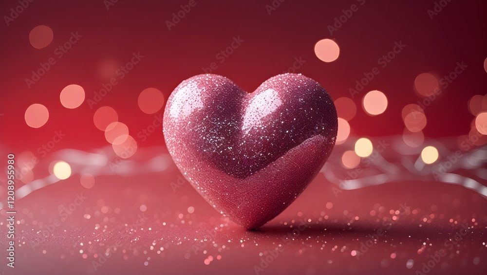 Fototapeta premium Valentine's day background with red glitter hearts. Hearts as background. Valentines day concept.