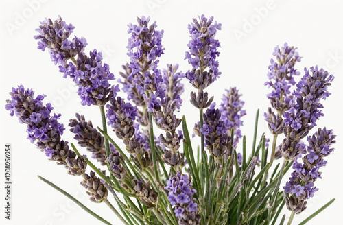 Beautiful Lavender Flowers Isolated on White Background – Elegant Floral Composition