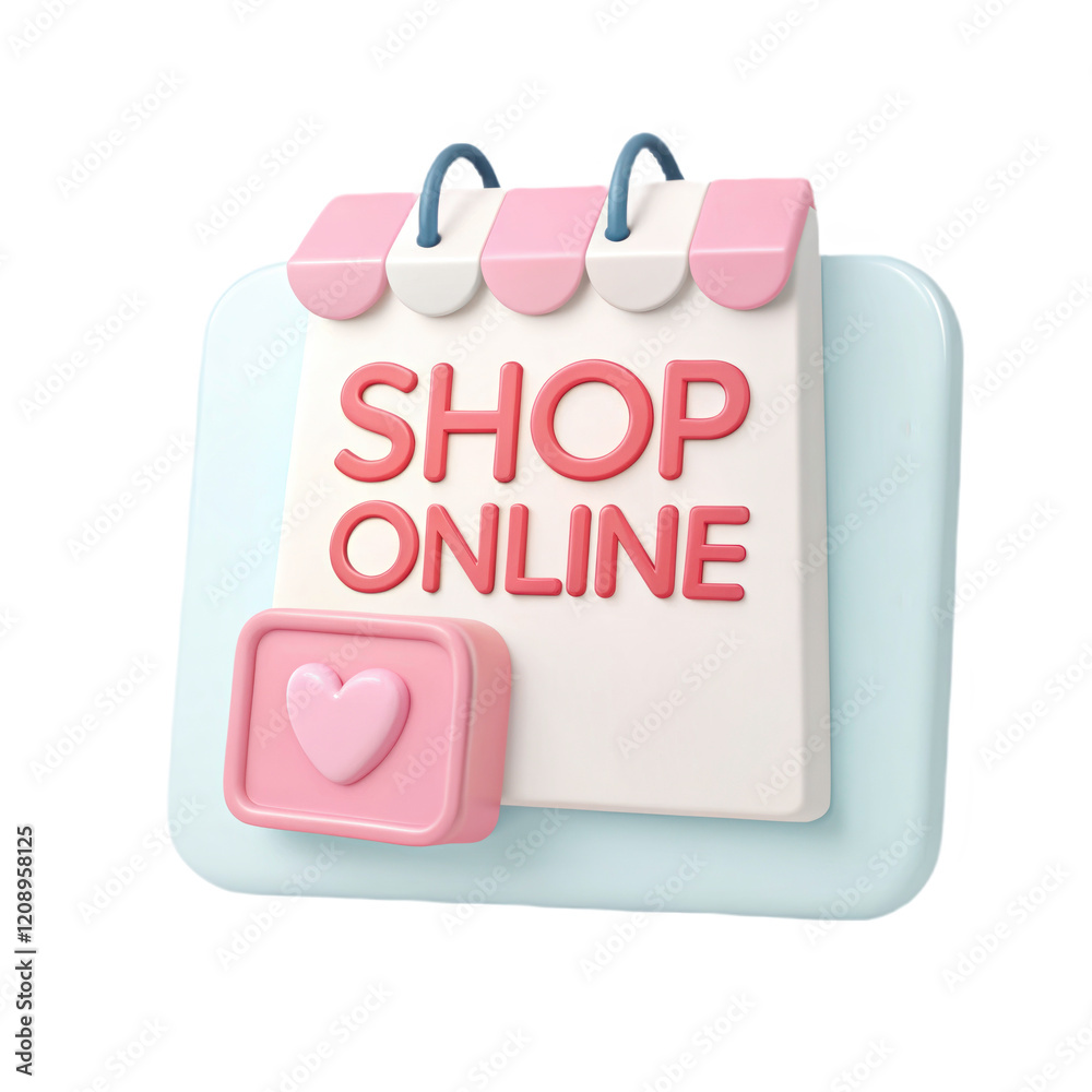 shop online 3d model illustration cute icon shop online 3d model illustration cute icon