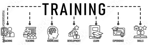 Trainee banner web icon vector illustration concept for internship training and learning program apprenticeship with an icon