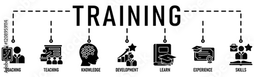 Trainee banner web icon vector illustration concept for internship training and learning program apprenticeship with an icon