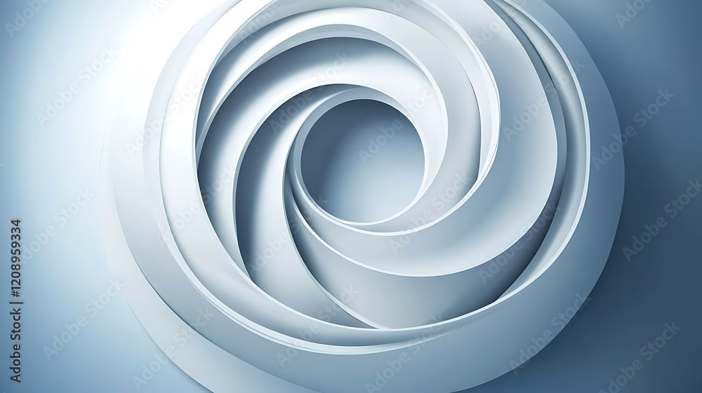 Fototapeta premium Abstract Swirling White Circular Design in Blue