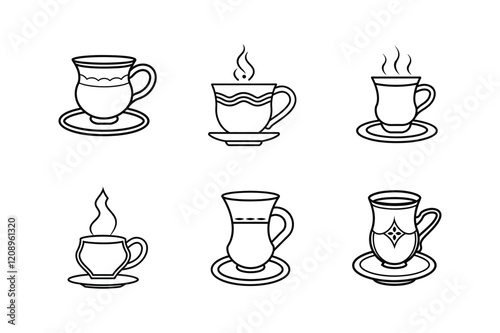 arabic tea cup line art vector illustration