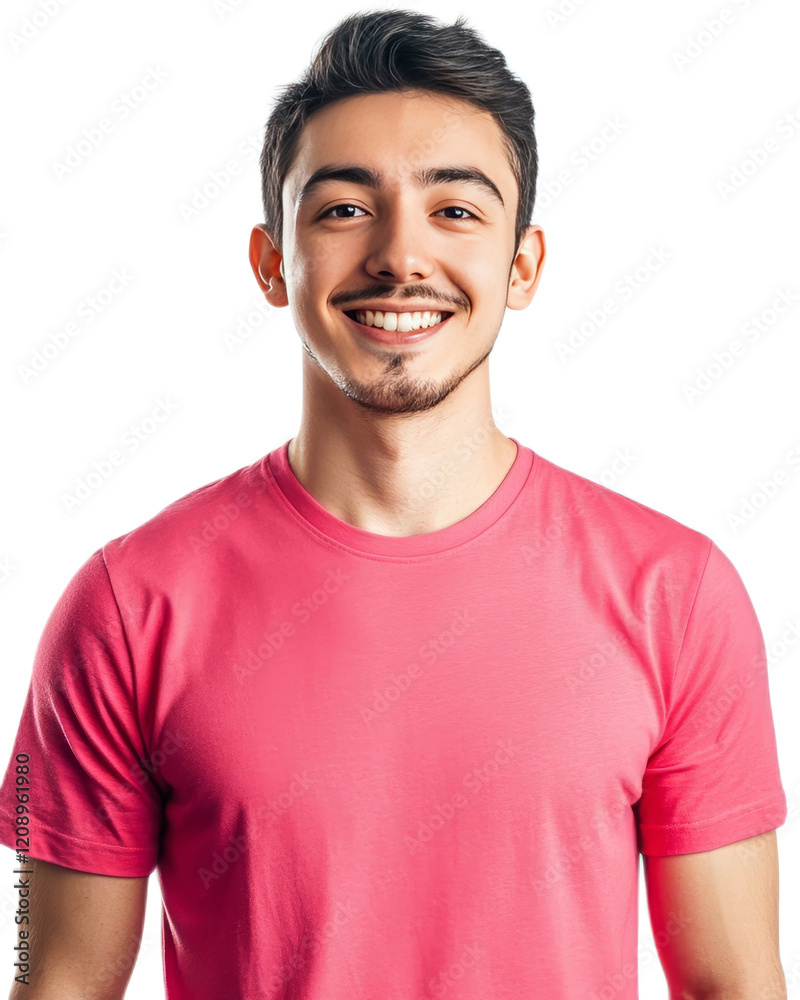 Cheerful Young Man in Pink Shirt Showing Positive Emotion and Friendly Personality Cheerful Young Man in Pink Shirt Showing Positive Emotion and Friendly Personality