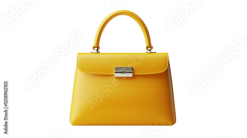 Yellow leather bag isolated on white background 