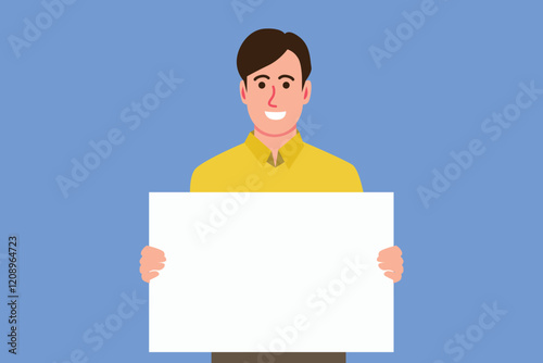 people holding blank placard. Placard with place for text. Hand with clean, white placard, clean paper