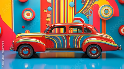 A joyous exhibition of vintage vehicles in vivid hues