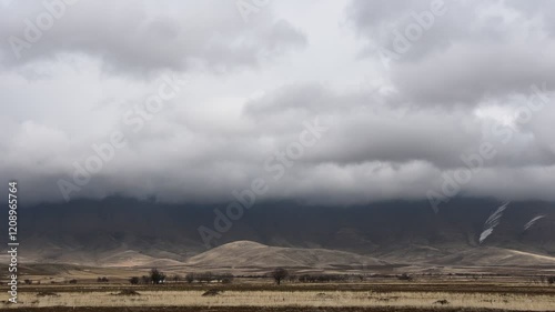 Cloud movement on the mountainside. Cloud movement time lapse