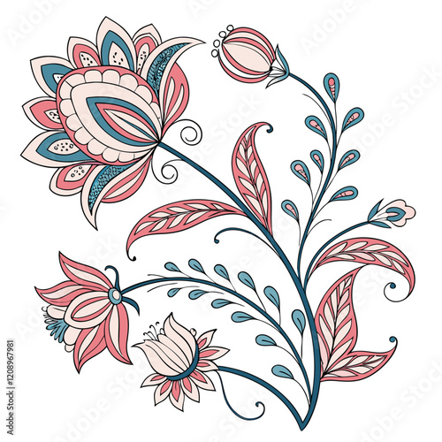 Elegant floral ornaments vector illustration design on white background. Floral vector art, Vector art.