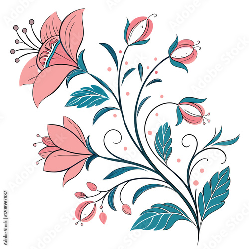 Elegant floral ornaments vector illustration design on white background. Floral vector art, Vector art.