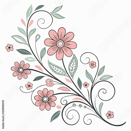 Elegant floral ornaments vector illustration design on white background. Floral vector art, Vector art.