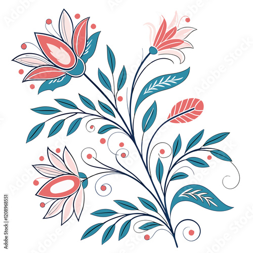Elegant floral ornaments vector illustration design on white background. Floral vector art, Vector art.