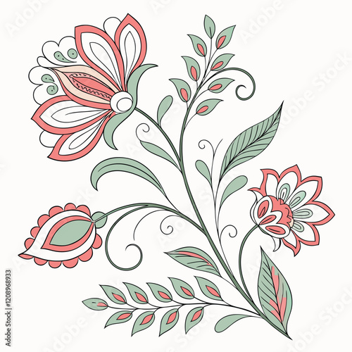 Elegant floral ornaments vector illustration design on white background. Floral vector art, Vector art.