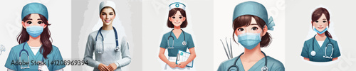 collection of very beautiful female surgeon vector characters