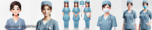 collection of very beautiful female surgeon vector characters