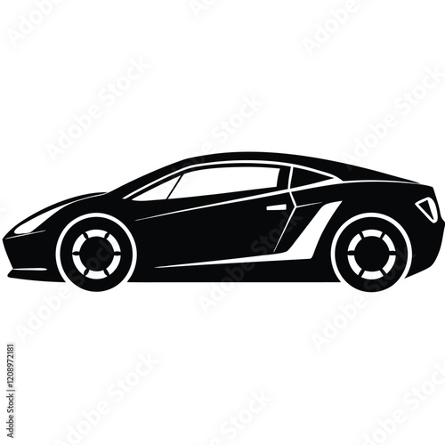 A sleek sports car with a low body and simple curves.