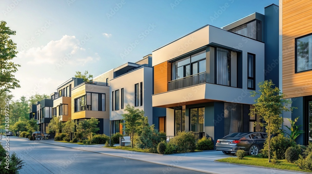 Modern urban townhouse with smart home systems Modern urban townhouse with smart home systems