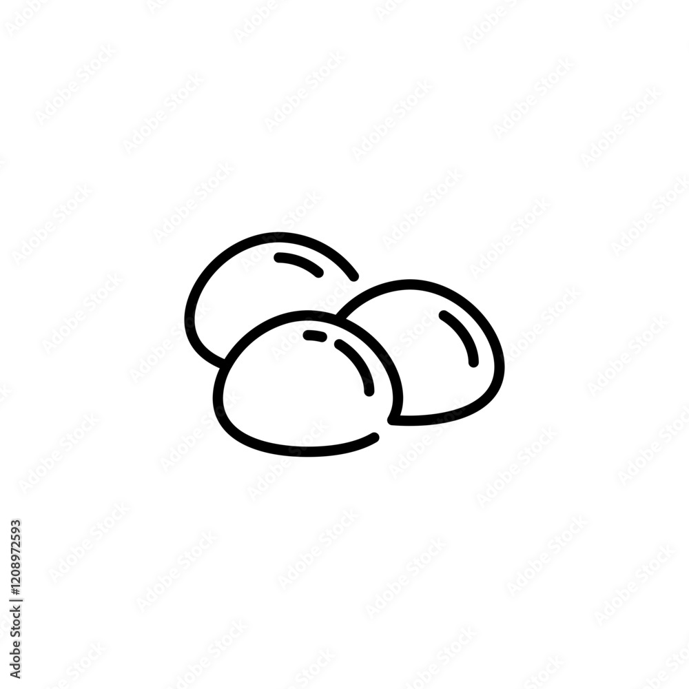 Mochi icon in black line style, japanese dessert icon isolated on white background Mochi icon in black line style, japanese dessert icon isolated on white background