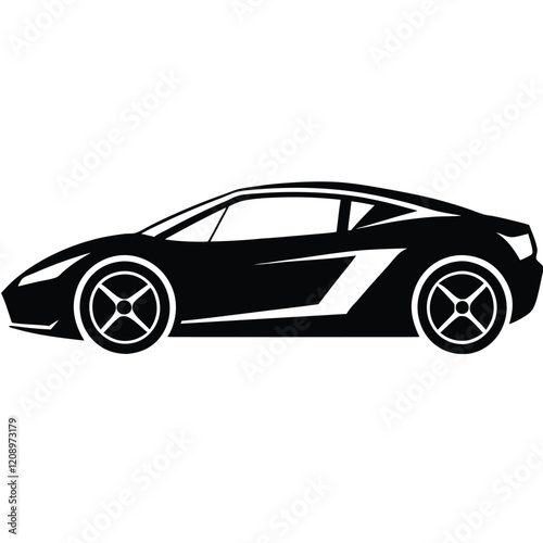 A sleek sports car with a low body and simple curves.
