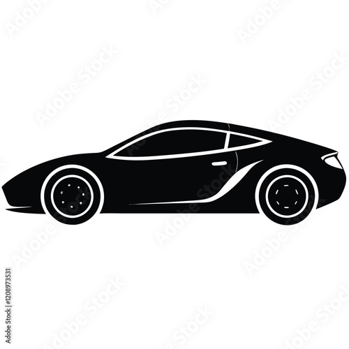 A sleek sports car with a low body and simple curves.