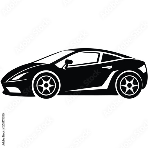 A sleek sports car with a low body and simple curves.