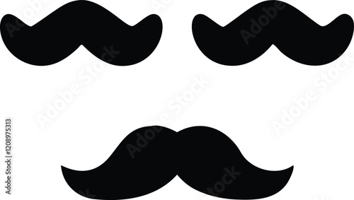 Set of mustache icon vector, Moustache Silhouette