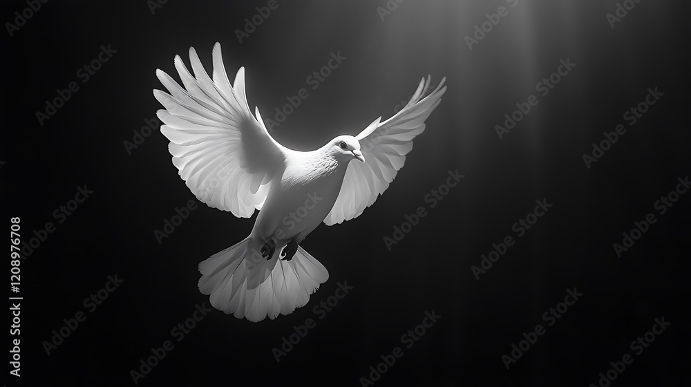 Fototapeta premium Majestic White Dove in Flight: A Symbol of Peace and Serenity