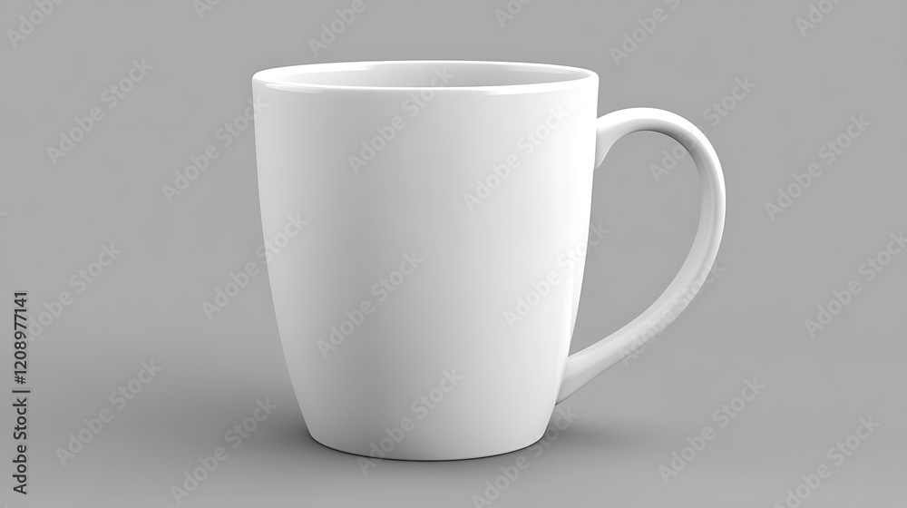 Two Blank White Mugs on Wooden Table with Greenery Two Blank White Mugs on Wooden Table with Greenery