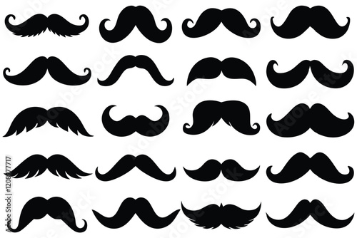 Different mustache collection. Vector illustration