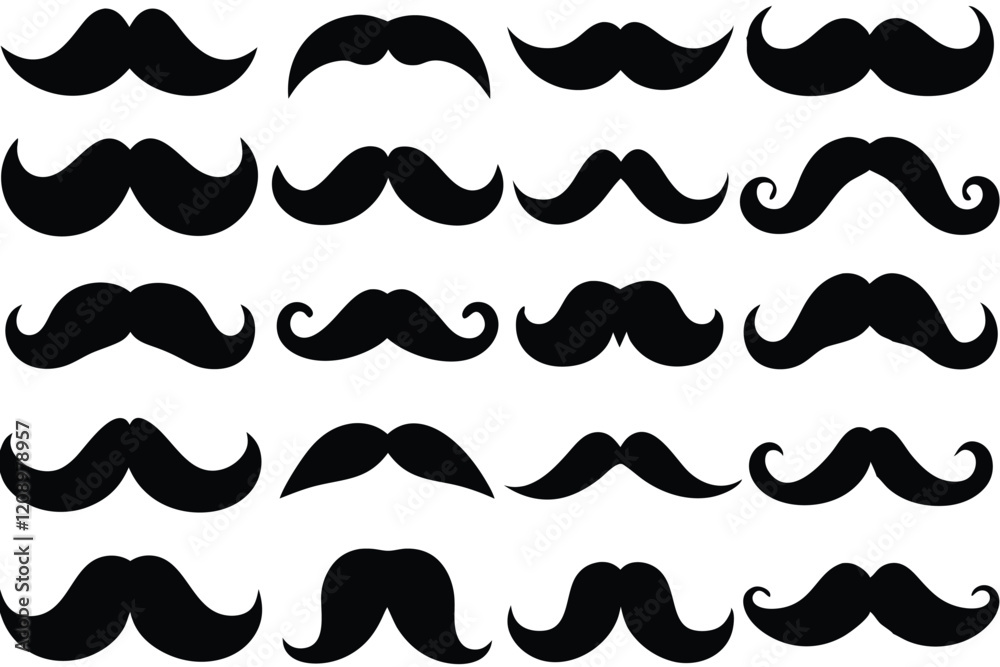 Different mustache collection. Vector illustration Different mustache collection. Vector illustration