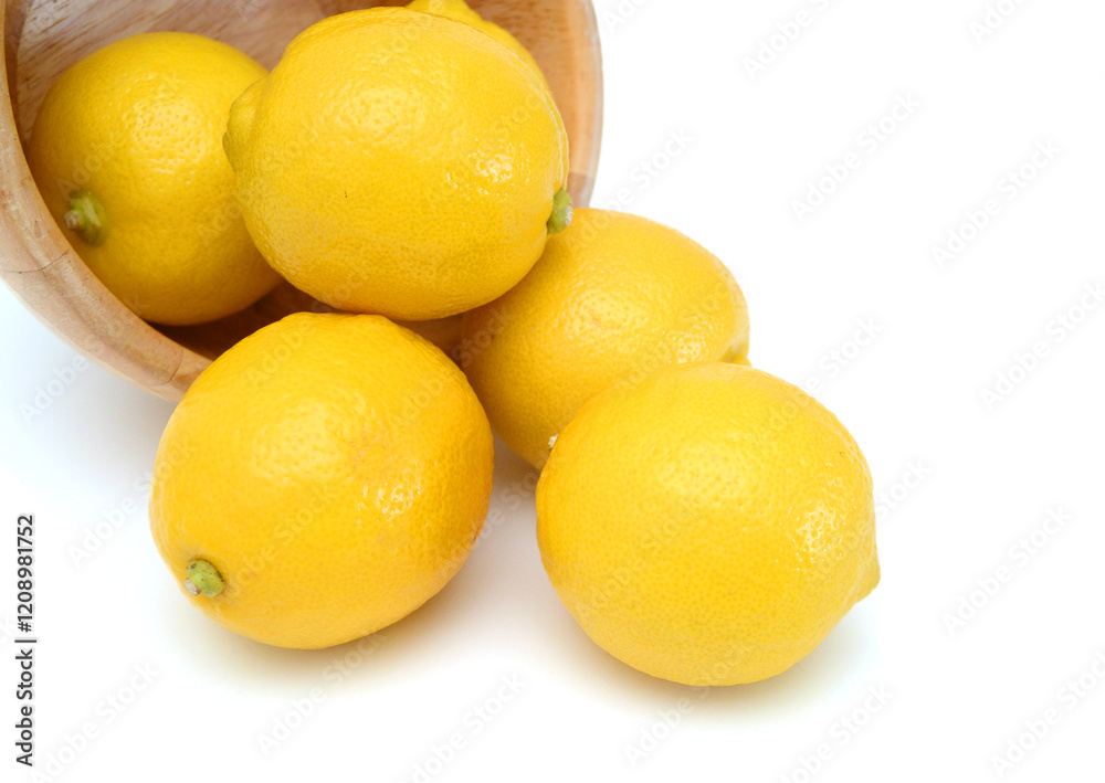 High-quality photo ripe lemons on a white background High-quality photo ripe lemons on a white background