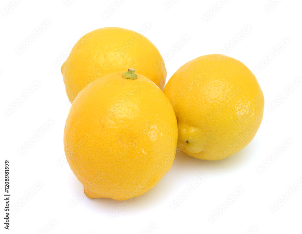 High-quality photo ripe lemons on a white background High-quality photo ripe lemons on a white background