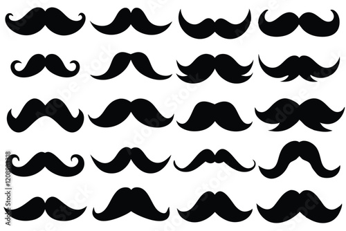 Set of men's mustache