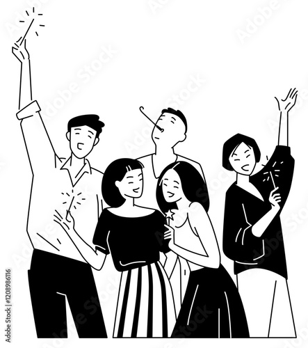 Friends celebrating the New Year
