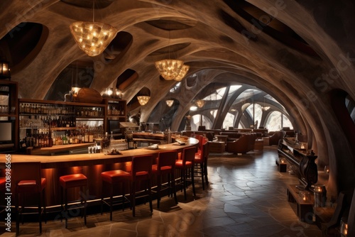 A unique subterranean wine bar featuring vaulted ceilings and warm lighting, offering an inviting atmosphere for guests to enjoy exquisite wines in comfort and style