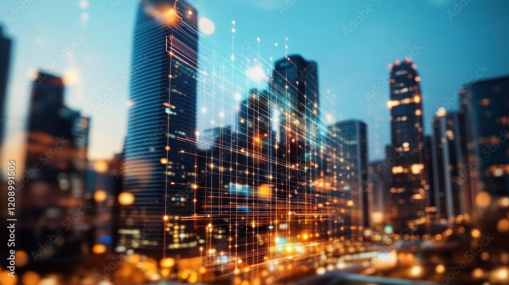Dynamic cityscape at dusk urban skyline modern environment aerial view technology and innovation Dynamic cityscape at dusk urban skyline modern environment aerial view technology and innovation