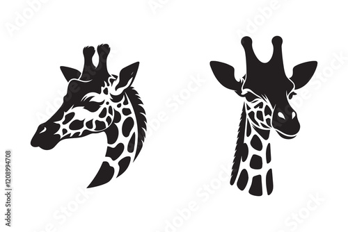 Giraffe head silhouette vector and icon design
