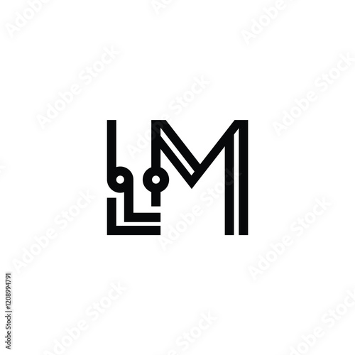 LM monogram logo design letter text name symbol monochrome logotype alphabet character simple logo