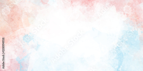 blue sky background with white clouds. Living Coral watercolor illustration on white paper texture, Living Coral watercolor illustration on white paper texture
