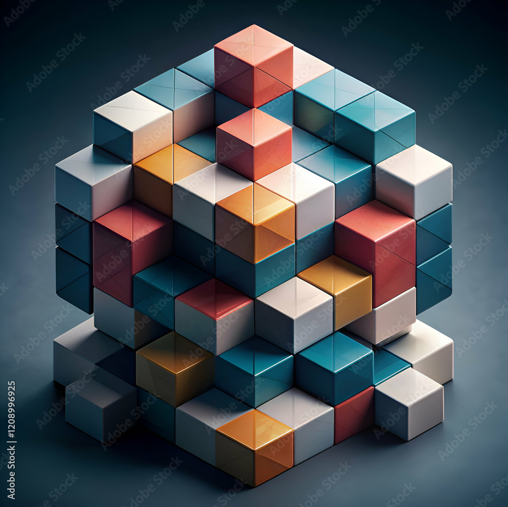 Naklejka premium Abstract Colorful Cube Geometric Pattern Design