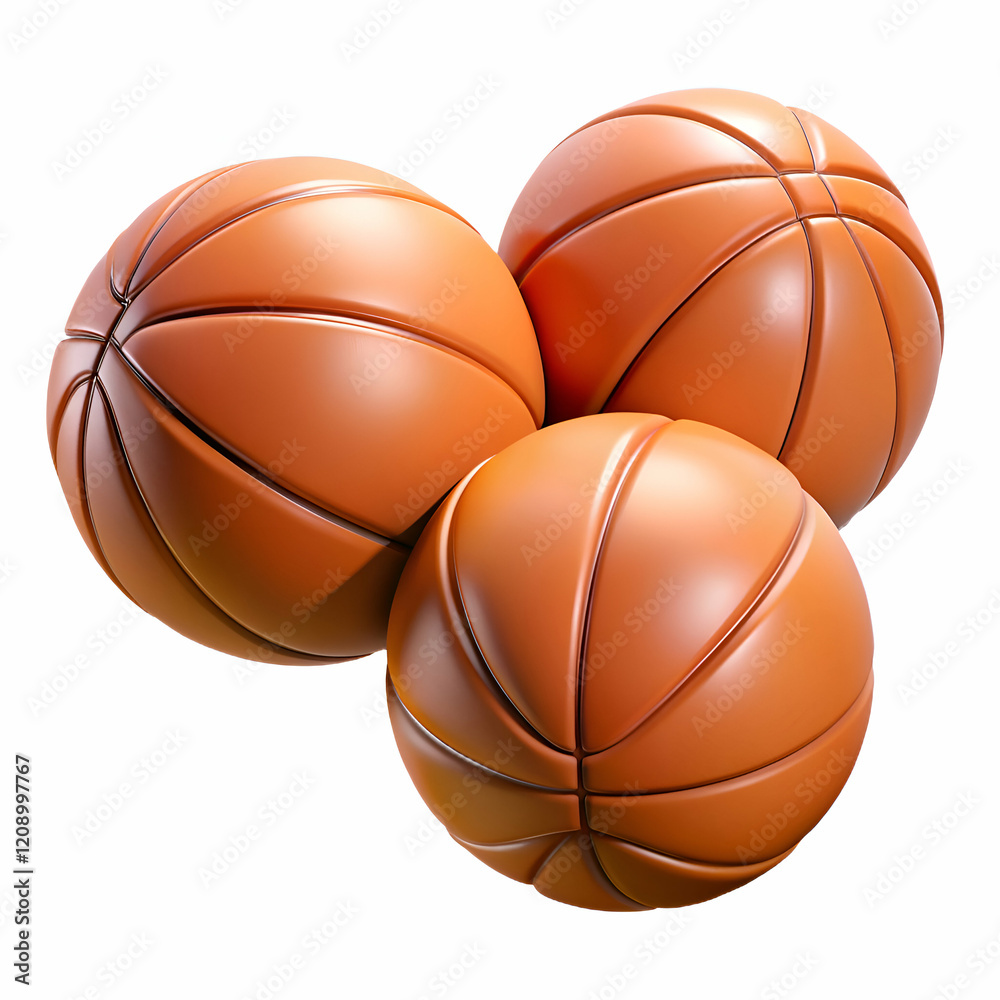 Obraz premium Three Basketballs. A Close-Up Still Life of Classic Sports Equipment