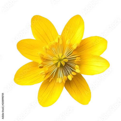 Yellow spring flower isolated on transparent background. Wildflower.
