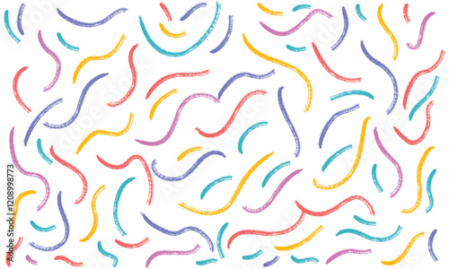 Colorful Hand-Drawn Wavy Line Pattern.