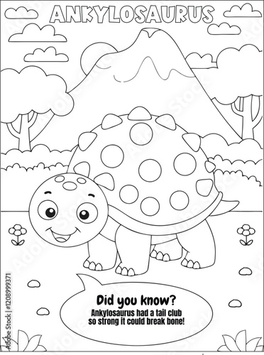 Cute coloring book with dinosaur