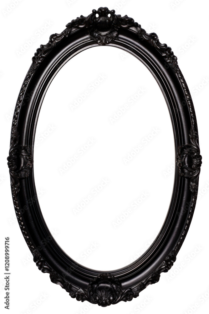 Obraz premium PNG Oval black oval vintage mirror.